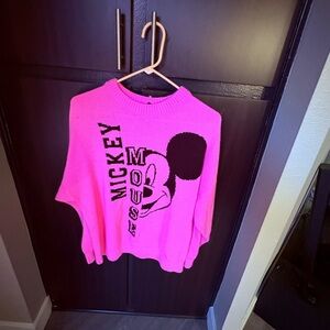 Divided Pink and Black Crew Neck Mickey Sweater